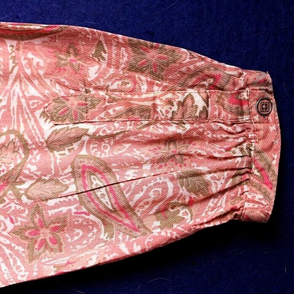 LIZ CLAIBORNE BLOUSE LADIES SIZE M pink green white paisley tiny pleats cotton - Picture 7 of 7